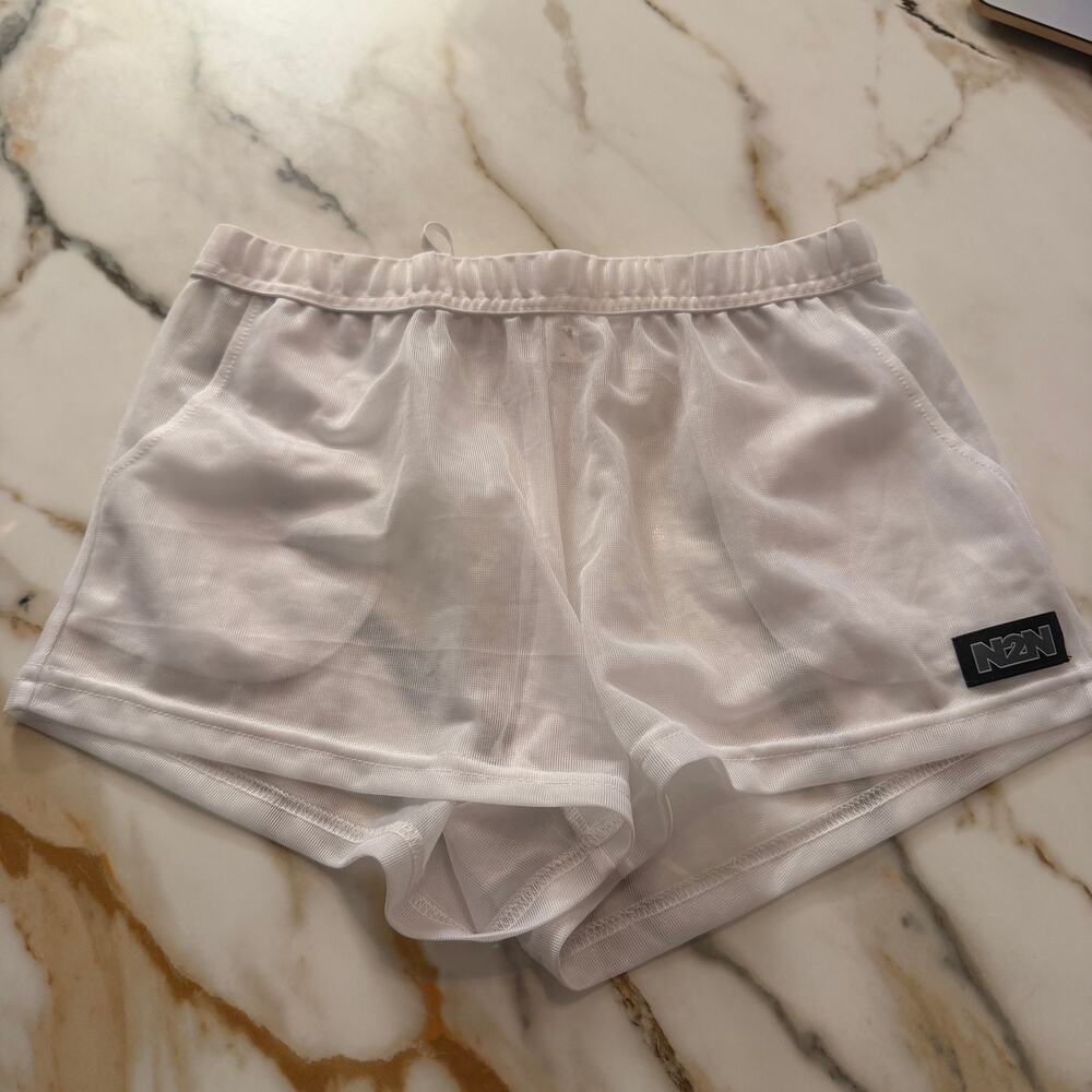 N2N Pre-Loved Sport Lounge Mesh See Thru Short Color White Size Medium